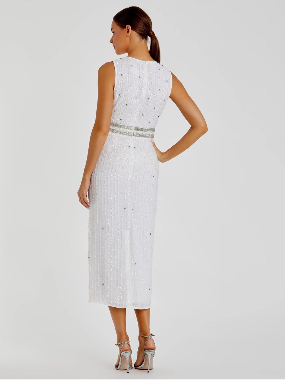 MAC DUGGAL High Neck Beaded Midi Sheath Dress - Picture 4 of 4